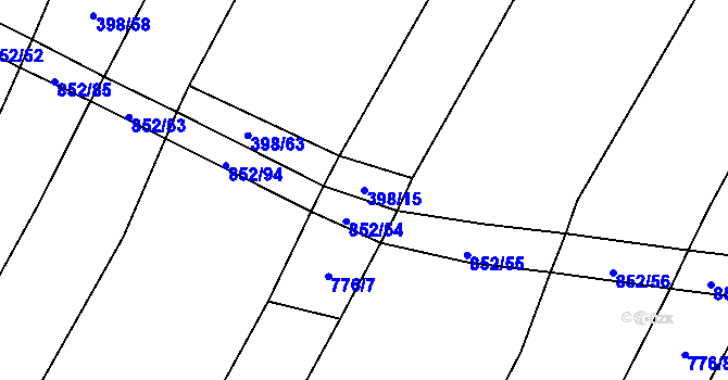 Parcela st. 398/15 v KÚ Kluky u Písku, Katastrální mapa