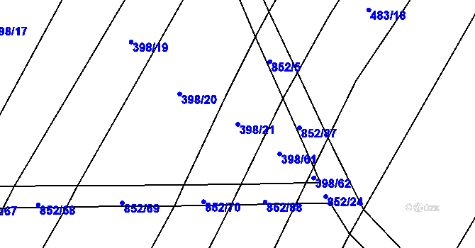 Parcela st. 398/21 v KÚ Kluky u Písku, Katastrální mapa