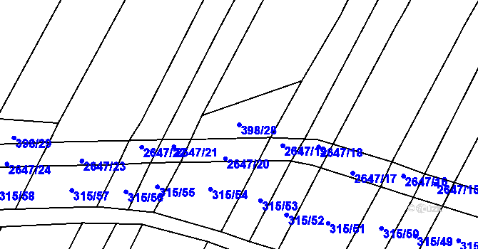 Parcela st. 398/28 v KÚ Kluky u Písku, Katastrální mapa