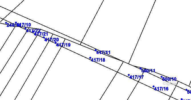 Parcela st. 417/11 v KÚ Kluky u Písku, Katastrální mapa