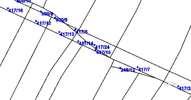 Parcela st. 417/15 v KÚ Kluky u Písku, Katastrální mapa