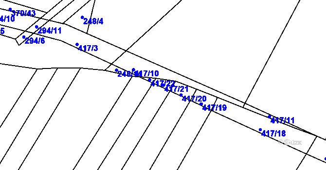 Parcela st. 417/21 v KÚ Kluky u Písku, Katastrální mapa