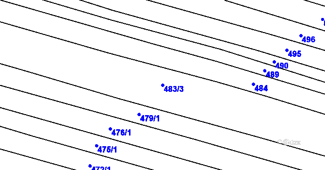 Parcela st. 483/3 v KÚ Kluky u Písku, Katastrální mapa