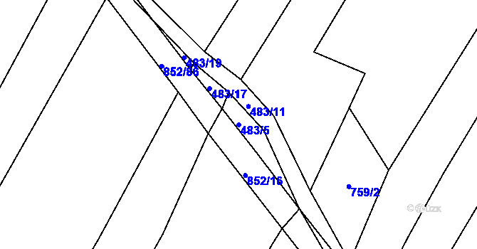 Parcela st. 483/5 v KÚ Kluky u Písku, Katastrální mapa