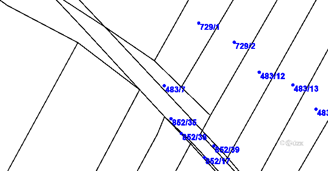 Parcela st. 483/7 v KÚ Kluky u Písku, Katastrální mapa