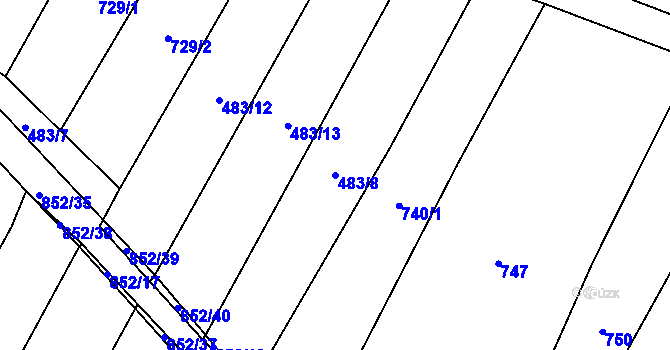 Parcela st. 483/8 v KÚ Kluky u Písku, Katastrální mapa
