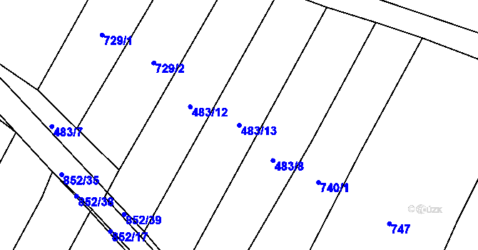 Parcela st. 483/13 v KÚ Kluky u Písku, Katastrální mapa