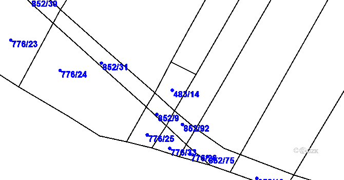 Parcela st. 483/14 v KÚ Kluky u Písku, Katastrální mapa