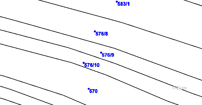 Parcela st. 576/9 v KÚ Kluky u Písku, Katastrální mapa