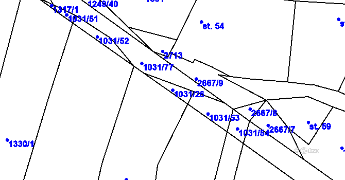 Parcela st. 1031/26 v KÚ Kluky u Písku, Katastrální mapa