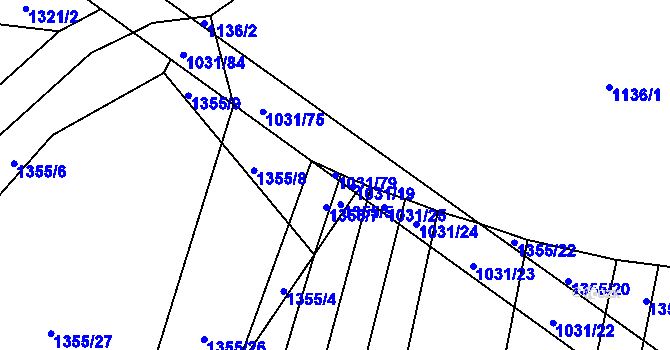 Parcela st. 1031/79 v KÚ Kluky u Písku, Katastrální mapa