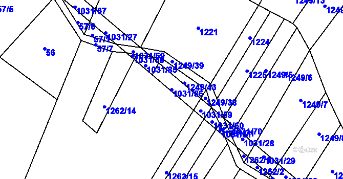 Parcela st. 1031/86 v KÚ Kluky u Písku, Katastrální mapa