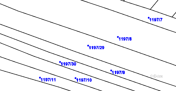 Parcela st. 1197/29 v KÚ Kluky u Písku, Katastrální mapa