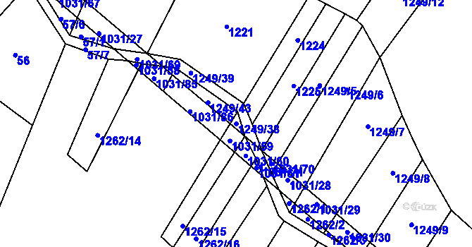 Parcela st. 1249/38 v KÚ Kluky u Písku, Katastrální mapa