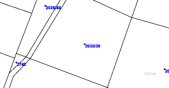 Parcela st. 2035/39 v KÚ Kluky u Písku, Katastrální mapa