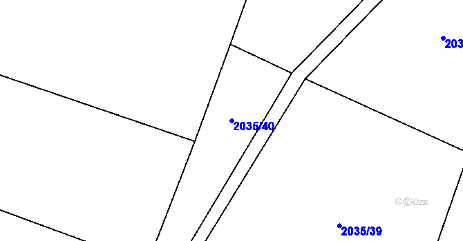 Parcela st. 2035/40 v KÚ Kluky u Písku, Katastrální mapa
