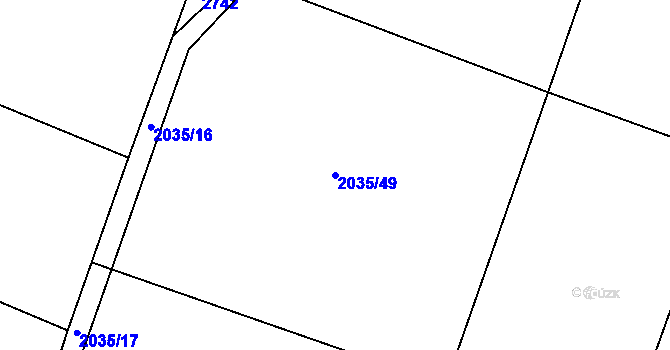 Parcela st. 2035/49 v KÚ Kluky u Písku, Katastrální mapa