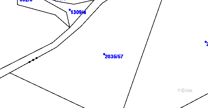 Parcela st. 2035/57 v KÚ Kluky u Písku, Katastrální mapa