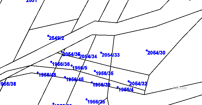 Parcela st. 2054/33 v KÚ Kluky u Písku, Katastrální mapa