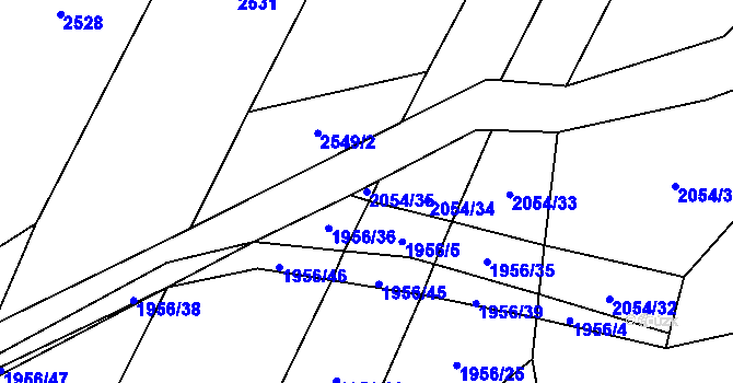 Parcela st. 2054/35 v KÚ Kluky u Písku, Katastrální mapa
