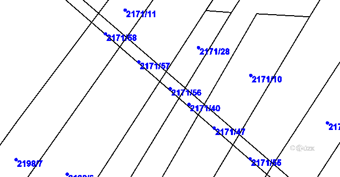 Parcela st. 2171/56 v KÚ Kluky u Písku, Katastrální mapa