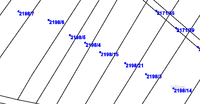 Parcela st. 2198/15 v KÚ Kluky u Písku, Katastrální mapa