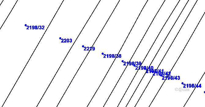 Parcela st. 2198/38 v KÚ Kluky u Písku, Katastrální mapa