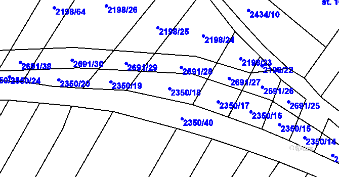 Parcela st. 2350/18 v KÚ Kluky u Písku, Katastrální mapa