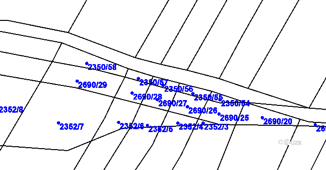 Parcela st. 2350/56 v KÚ Kluky u Písku, Katastrální mapa