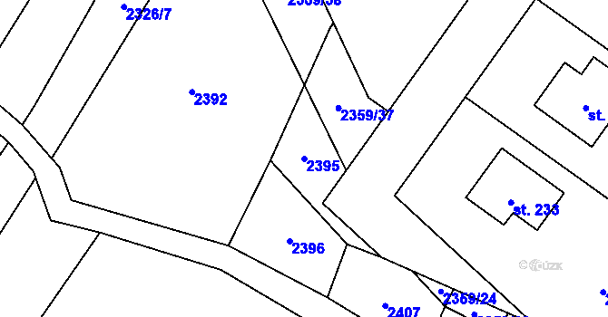 Parcela st. 2395 v KÚ Kluky u Písku, Katastrální mapa