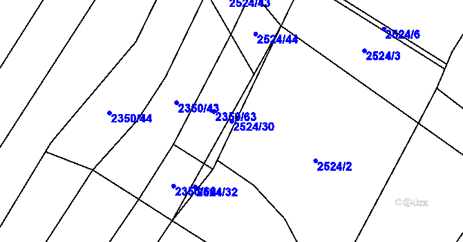 Parcela st. 2524/30 v KÚ Kluky u Písku, Katastrální mapa
