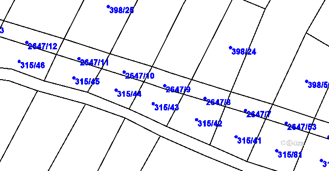 Parcela st. 2647/9 v KÚ Kluky u Písku, Katastrální mapa