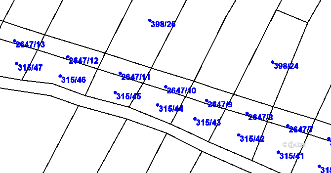 Parcela st. 2647/10 v KÚ Kluky u Písku, Katastrální mapa