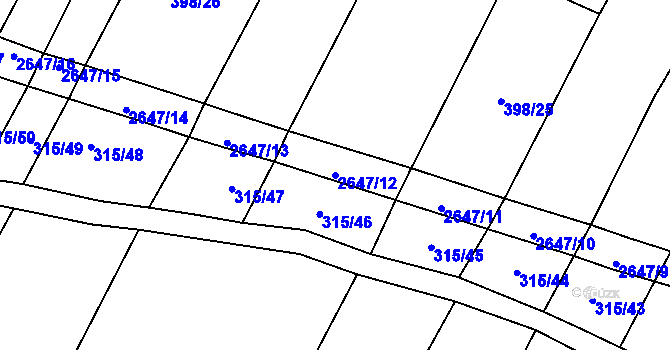 Parcela st. 2647/12 v KÚ Kluky u Písku, Katastrální mapa