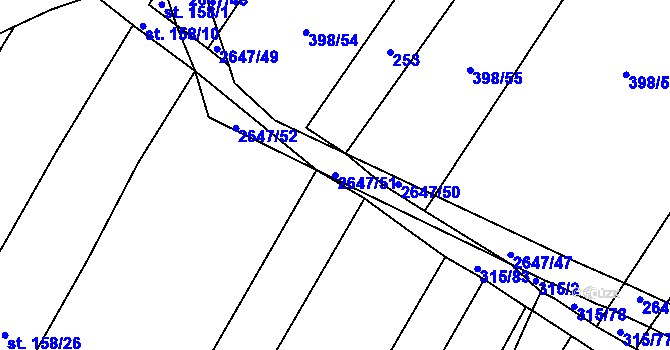 Parcela st. 2647/51 v KÚ Kluky u Písku, Katastrální mapa
