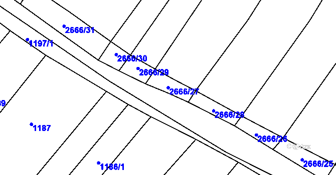 Parcela st. 2666/27 v KÚ Kluky u Písku, Katastrální mapa