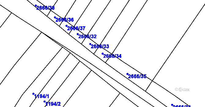 Parcela st. 2666/34 v KÚ Kluky u Písku, Katastrální mapa