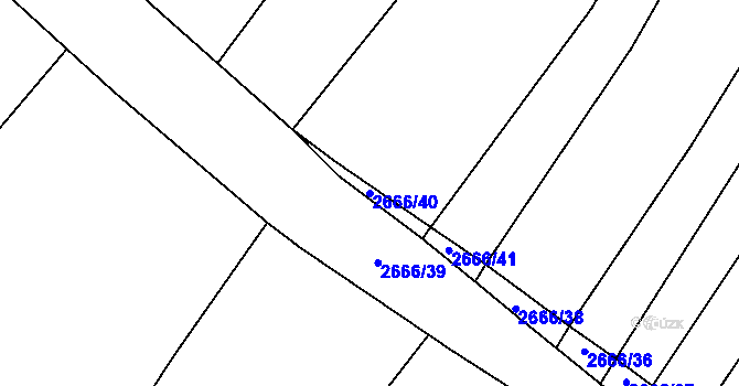 Parcela st. 2666/40 v KÚ Kluky u Písku, Katastrální mapa