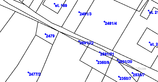 Parcela st. 2691/22 v KÚ Kluky u Písku, Katastrální mapa