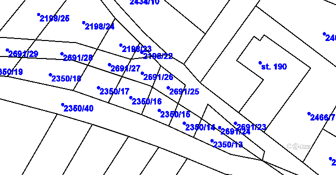 Parcela st. 2691/25 v KÚ Kluky u Písku, Katastrální mapa
