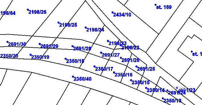 Parcela st. 2691/27 v KÚ Kluky u Písku, Katastrální mapa