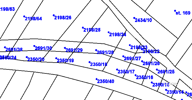 Parcela st. 2691/28 v KÚ Kluky u Písku, Katastrální mapa