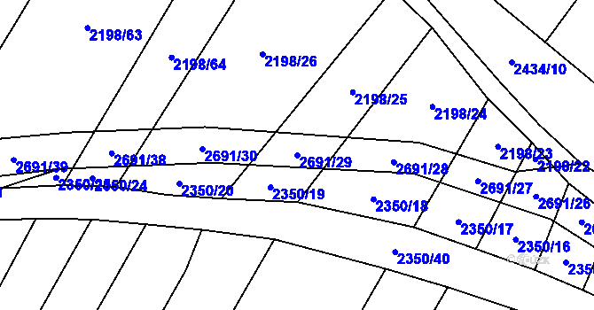 Parcela st. 2691/29 v KÚ Kluky u Písku, Katastrální mapa