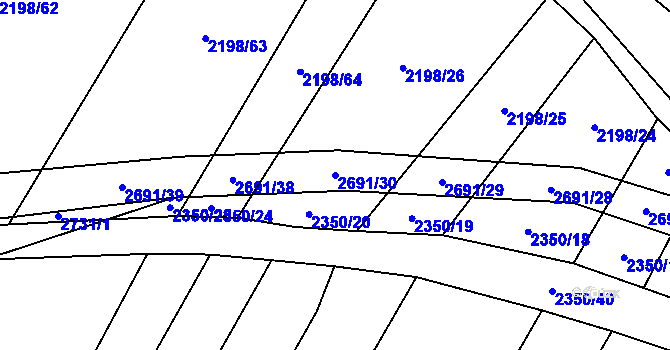 Parcela st. 2691/30 v KÚ Kluky u Písku, Katastrální mapa