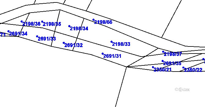 Parcela st. 2691/31 v KÚ Kluky u Písku, Katastrální mapa