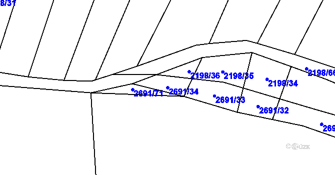 Parcela st. 2691/34 v KÚ Kluky u Písku, Katastrální mapa