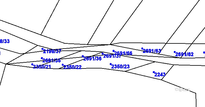 Parcela st. 2691/37 v KÚ Kluky u Písku, Katastrální mapa