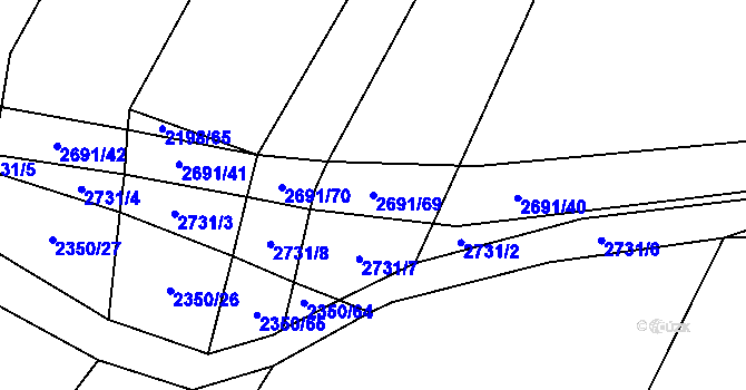 Parcela st. 2691/69 v KÚ Kluky u Písku, Katastrální mapa