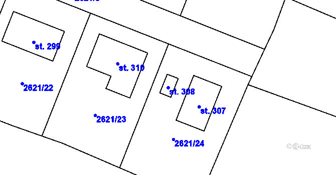 Parcela st. 308 v KÚ Kluky u Písku, Katastrální mapa