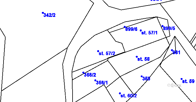 Parcela st. 57/2 v KÚ Kly, Katastrální mapa